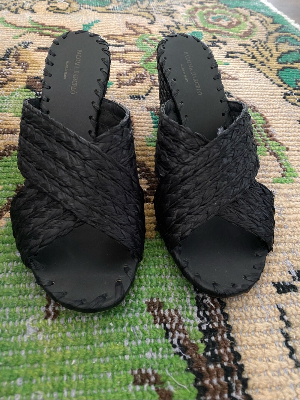 Paloma Barcelo Black Braided Slide Mules